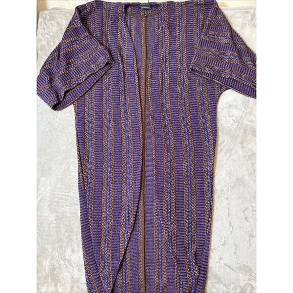 BCBG MAXAZRIA duster Cardigan Kimono Style Purple Brown Oversized Women’s XS - Picture 3 of 11